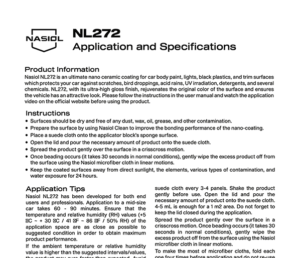 NL272 APPLICATION AND SPECIFICATIONS