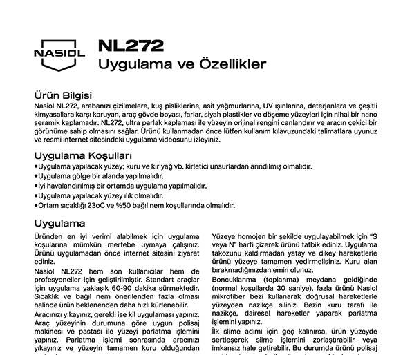 NL272 UYGULAMA VE ÖZELLİKLER