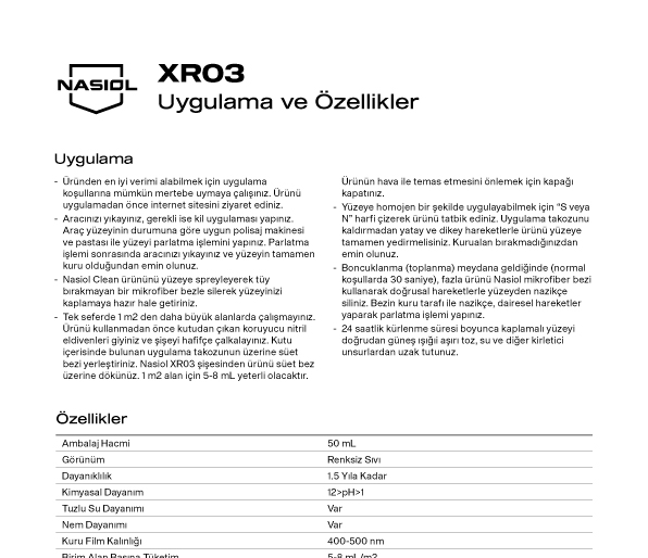XR03 UYGULAMA VE ÖZELLİKLER