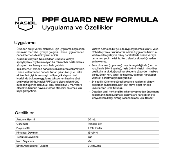PPF GUARD  NEW FORMULA UYGULAMA VE ÖZELLİKLER